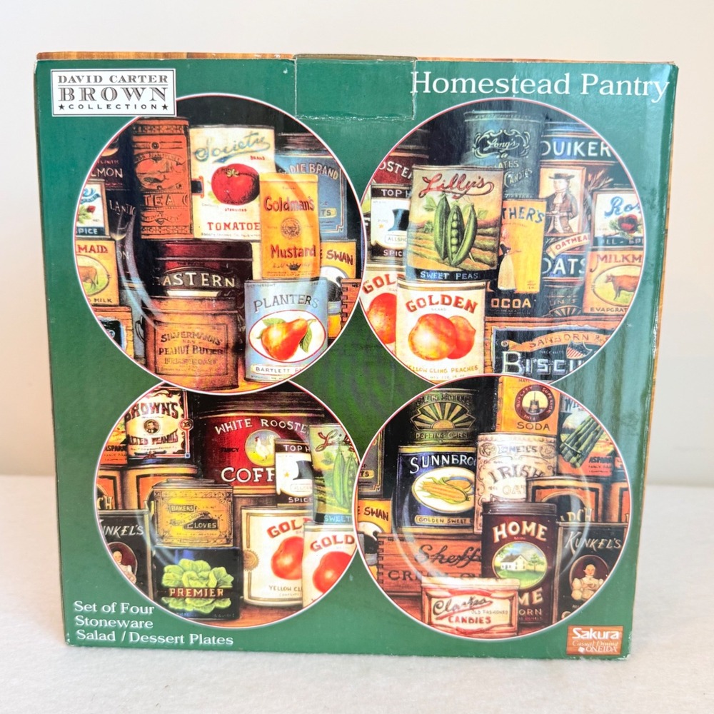 Sakura David Carter Brown Homestead Pantry Salad Plates Set 4 New Multicolor VTG